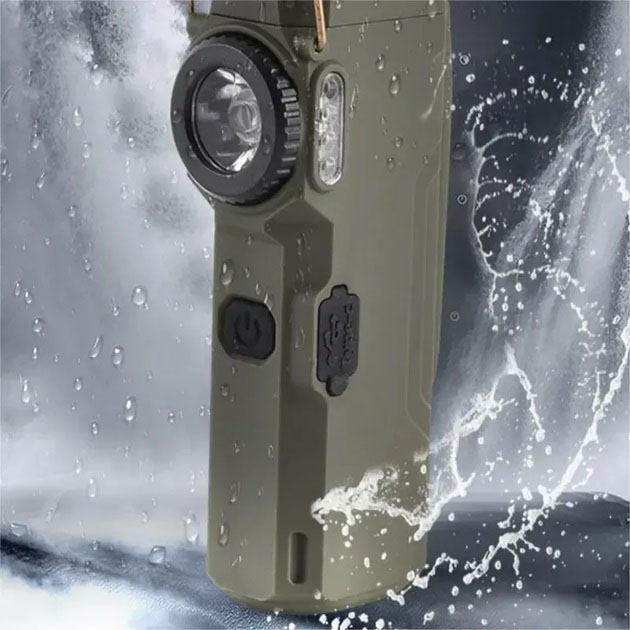 Ліхтарик-запальничка армійська MULTIFUNCTIONAL D51-COB, Запальничка на подарунок в упаковці. Колір: зелений - Зображення 3