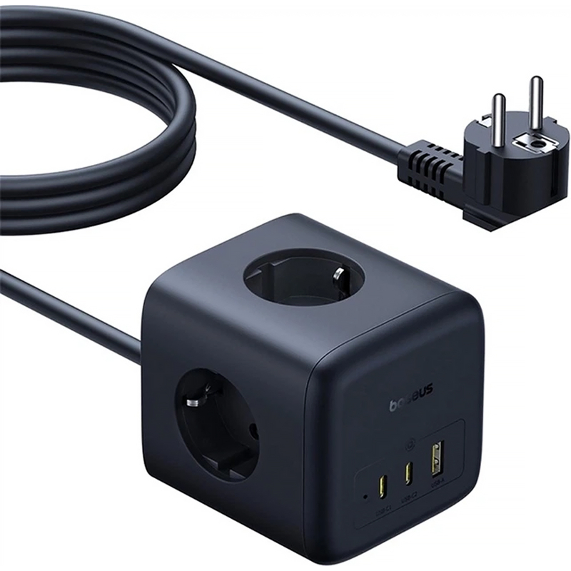 Подовжувач Baseus EnerFill FA11 PD67W+QC3.0 (1USB-A/2C/2Socket) (1.5m) (EFMF67)